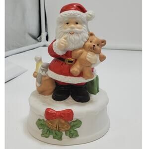 Vintage Santa Music Box plays Here Comes Santa Claus TESTED, WORKS  PRE-OWNED